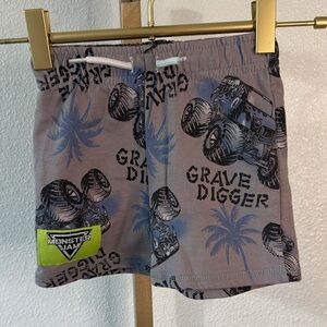 Gray grave digger Shorts for toddler- 18M